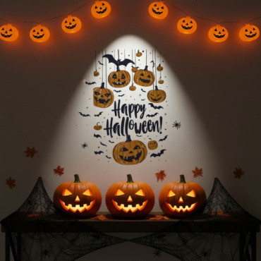 Halloween Temalı Duvar Stickerı - 3 Farklı Model - Cadılar Bayramı Dekoru - 57x24 cm 