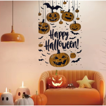Halloween Temalı Duvar Stickerı - 3 Farklı Model - Cadılar Bayramı Dekoru - 57x24 cm 