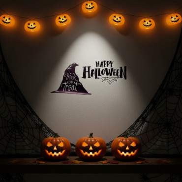 Halloween Temalı Duvar Stickerı - 3 Farklı Model - Cadılar Bayramı Dekoru - 57x24 cm 