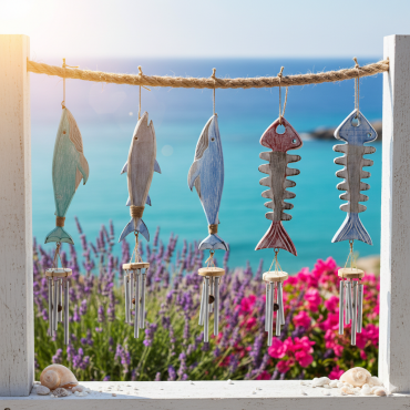 Ahşap Balıklı Metal Çan 