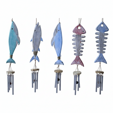 Ahşap Balıklı Metal Çan 