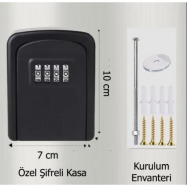 Siyah Şifreli Anahtar ve Eşya Saklama Güvenlik Kasası
