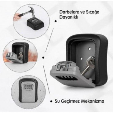 Siyah Şifreli Anahtar ve Eşya Saklama Güvenlik Kasası