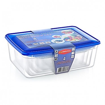 4'lü Köşeli Saklama Kabı Seti 