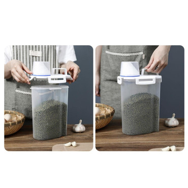 Ölçü Kabı Kapaklı Bakliyat Saklama Kabı - Kulplu Tasarım - 1800 ml
