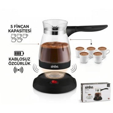 Kablosuz Cam Kahve Makinesi - 5 Fincan Kapasiteli -  500 ml.