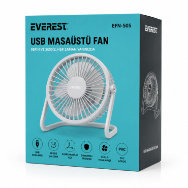 Masaüstü Mini USB Fan - PVC Gövdeli - 360° Ayarlanabilir