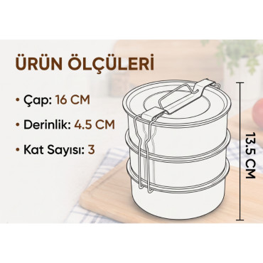 3'lü Metal Sefer Tası - Paslanmaz Çelik - 16 cm