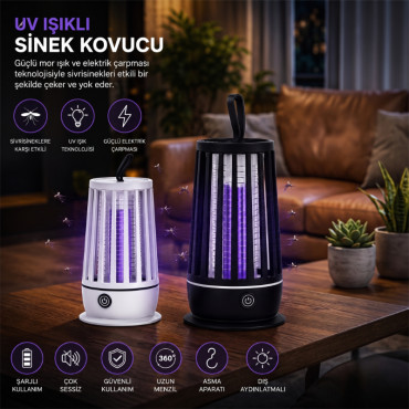 UV Işıklı Sinek Kovucu - Şarjlı ve Asma Aparatlı - Sessiz Çalışma