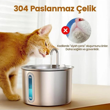 Evcil Hayvan Su Pınarı - Paslanmaz Çelik - 2.2 Litre Kapasite 