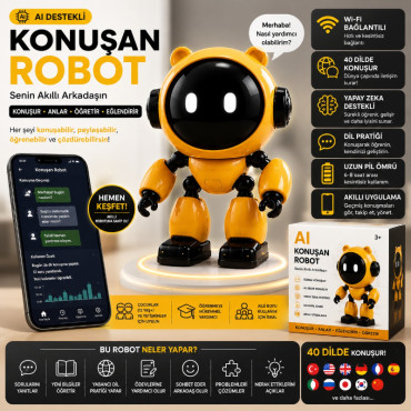 Yapay Zeka Robotu - Konuşan Robot Oyuncak - Wi-Fi Uygulamalı - Çocuklar İçin Eğitici Oyuncak