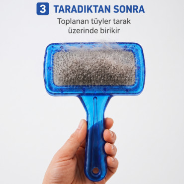 Kedi Köpek Tarağı - Evcil Hayvan Tüy Toplama Tarağı - Metal Uçlu 