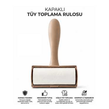Tüy Toplama Rulosu - Kapaklı - Ergonomik - Taşınabilir 