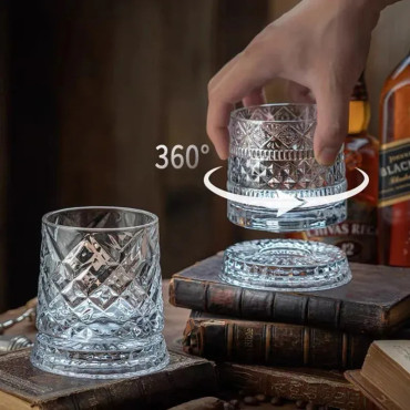 360 Derece Dönen Bardak - 280 ml - Kristal Cam 