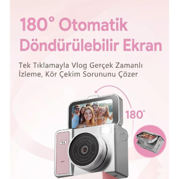 Katlanabilir Ekranlı Mini Vlog Kamerası - Anahtarlık Boyutu - 2K Kalite 