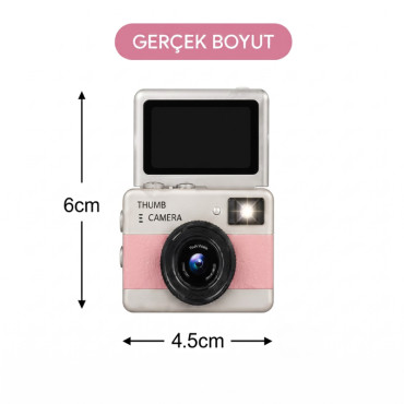 Mini Dijital Retro Kamera - Dönebilen Ekran - Flaşlı 
