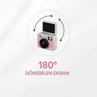 Mini Dijital Retro Kamera - Dönebilen Ekran - Flaşlı 