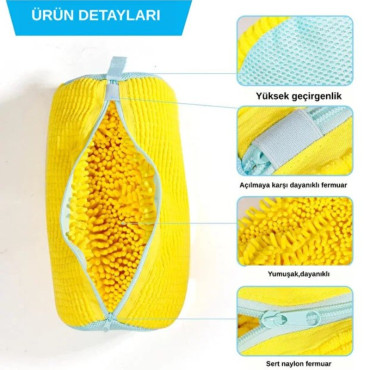 Ayakkabı Yıkama Torbası - Mikrofiber Astarlı - Fermuarlı - Geniş Kullanım Alanı 
