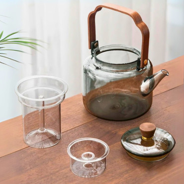 Akasya Saplı Demlik - 1200 ml - Borosilikat Cam 