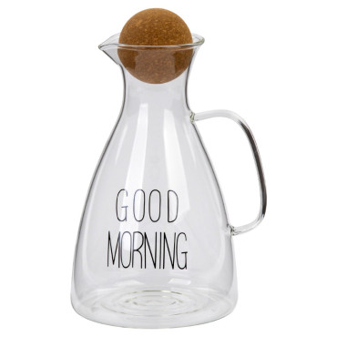 Yuvarlak Mantar Kapaklı Sürahi - 1500 ml - Yüksek Kaliteli Cam 