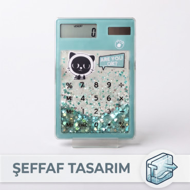 Şeffaf Hesap Makinesi - Sevimli Simli Tasarım 