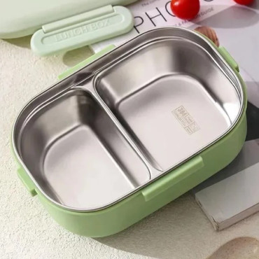 2 Bölmeli Yemek Kabı - 304 Paslanmaz Çelik - 900 ml