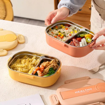 2 Bölmeli Yemek Kabı - 304 Paslanmaz Çelik - 900 ml