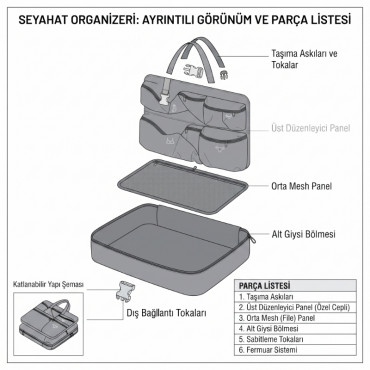 Seyahat Çantası - Yer Küçültücü Organizer  - Çok Bölmeli 
