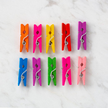 İpli Mini Mandal Seti - 50'li Paket - Karışık Renkli Set