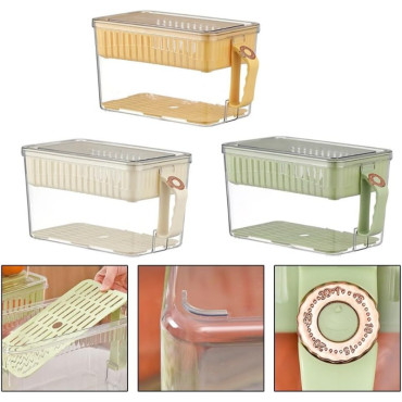 Buzdolabı Saklama Kabı - Süzgeçli Organizer - Vakum Mühürlü Kapak 