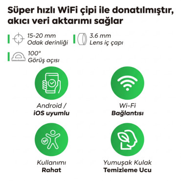 Akıllı Kulak Temizleme Cihazı - Kameralı - WiFi ve Mobil Uygulama Uyumlu 