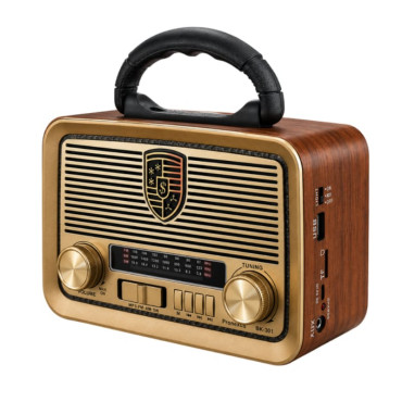 Solar Panelli FM Radyo - Nostaljik Tasarım - Şarjlı - Bluetooth Özellikli 