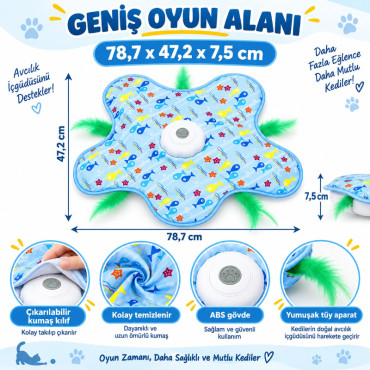 Hareketli İnteraktif Kedi Oyun Matı - USB Şarjlı - 3 Oyun Modu 
