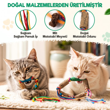 Matatabi Kedi Oyuncağı - Doğal Çiğneme Oyuncağı - Pamuk İp 