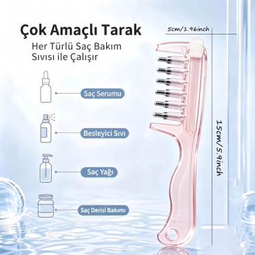 Saç Bakım Yağı Uygulama Tarağı - Serum Tarağı - Yeniden Doldurulabilir Hazne 