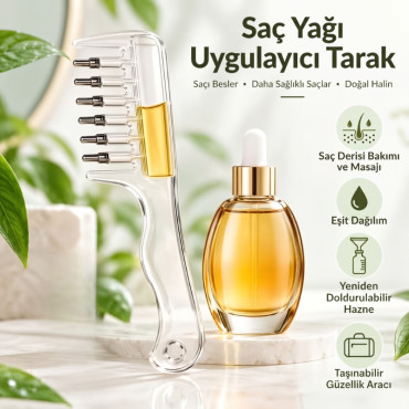 Saç Bakım Yağı Uygulama Tarağı - Serum Tarağı - Yeniden Doldurulabilir Hazne 