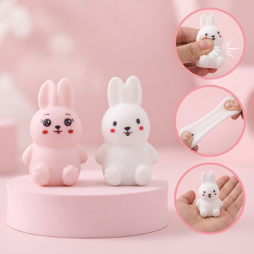 Tavşan Tasarımlı Squishy - 12'li Paket - Karışık Renk - Yumuşak Oyuncak 