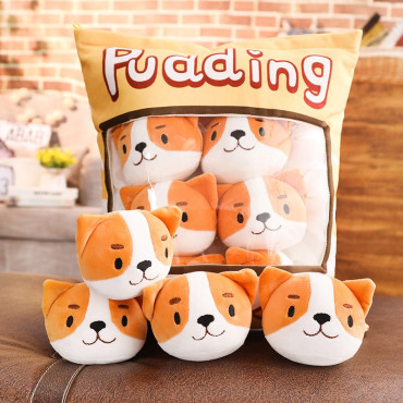 Pudding Peluş Yastık - 8 Mini Peluş - Oyuncaklı Yastık 