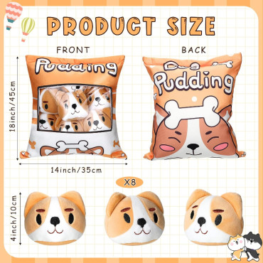 Pudding Peluş Yastık - 8 Mini Peluş - Oyuncaklı Yastık 