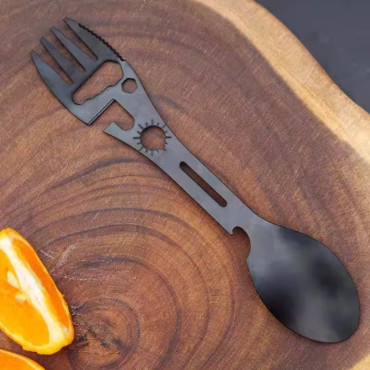 2'li Paket Taktiksel Spork Kaşık Çatal - 5 Fonksiyonlu - Paslanmaz Çelik