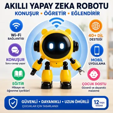 Yapay Zeka Robotu - Konuşan Robot Oyuncak - Wi-Fi Uygulamalı - Çocuklar İçin Eğitici Oyuncak