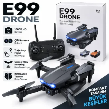 E99 Drone - 1080P HD Çift Kameralı Optik Akışlı Katlanabilir Drone