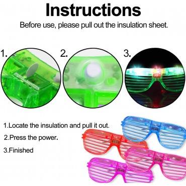 Led Işıklı Pilli Panjur Şekilli Rengarenk Yanıp Sönen Lüks Parti Gözlüğü Karışık 12 Adet