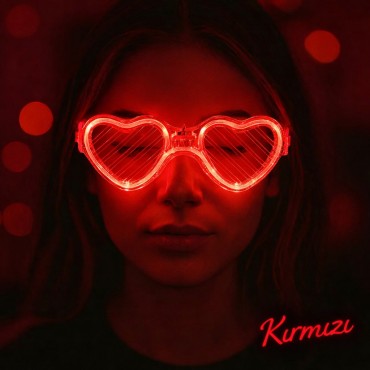 Kırmızı LED Işıklı Kalp Gözlük – 3 Modlu