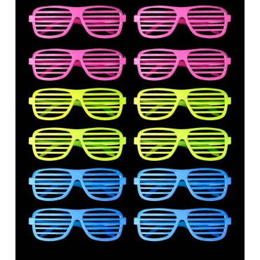 Retro Neon Fosforlu Panjur Gözlük - 12 Adet