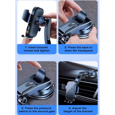 Torpido Üstü Vakumlu Araç Telefon Tutucu Ayarlanabilir Uzun Kollu 