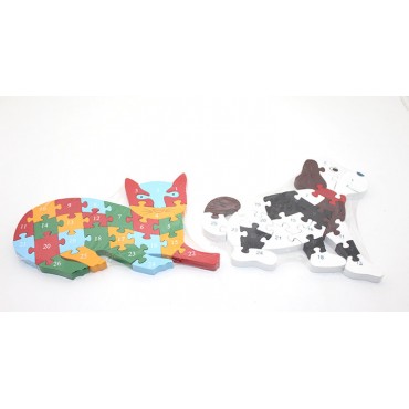 Ahşap Kedi - Köpek Yapboz 