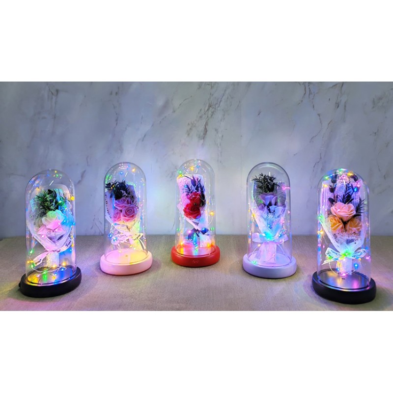 Işıklı Müzikli Romantik Gül Buketi 