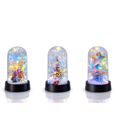 Yılbaşı Temalı Işıklı Dekoratif Cam Fanus - Model 10