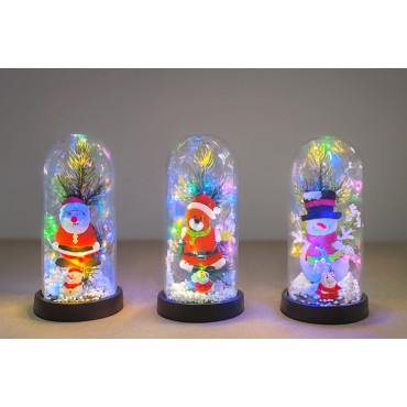 Yılbaşı Temalı Işıklı Dekoratif Cam Fanus - Model 8